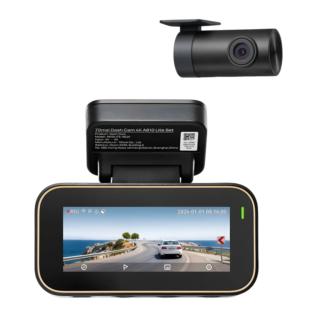 70mai A810 Lite Set con Rear Camera RC21 2CH 4K GPS WiFi trasera Full HD 3 pulgadas HDR visión nocturna Dashcam