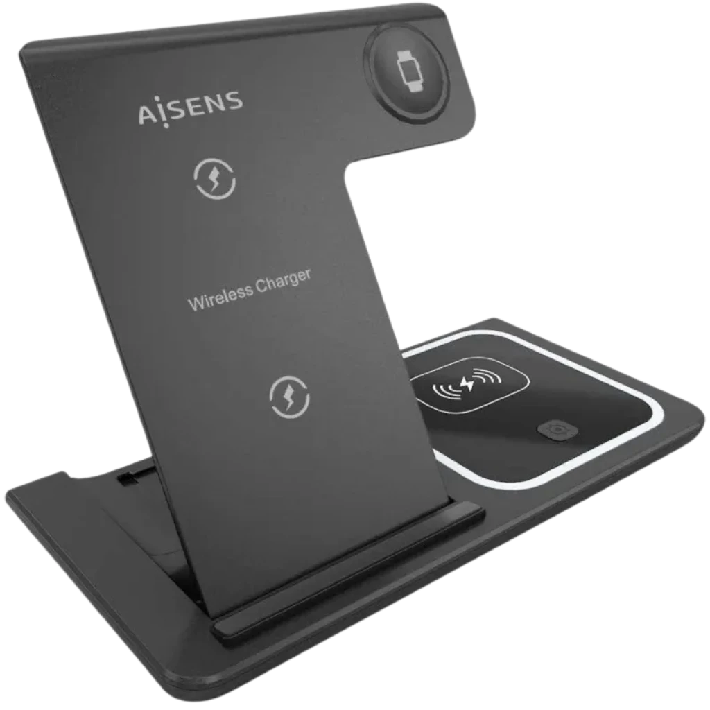 Aisens ASCH-15BK3BKC043-BK 3 en 1 Qi 15BK Plegable Negro - Base de carga Inalámbrica