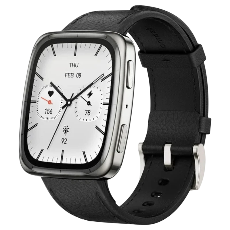 Amazfit Active 2 Square Correa Cuero Negro 1,75 pulgadas AMOLED NFC 19 días +160 deportes 5ATM Smartwatch