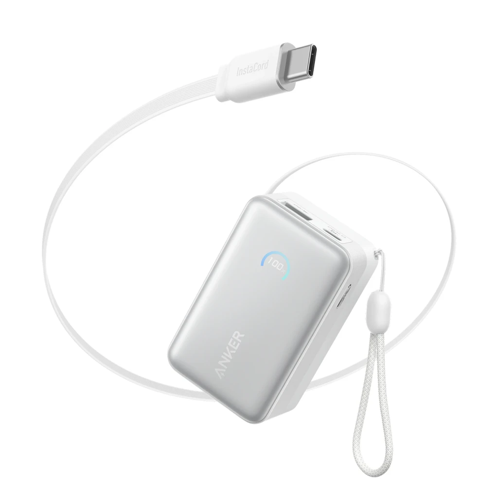 Anker Nano 10K Blanco con cable retráctil 10000mAh 45W USB-C Power Bank