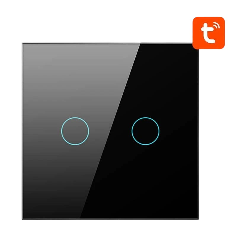 Avatto LZTS02-EU-B2 2 botones Negro Zigbee Interruptor táctil inteligente
