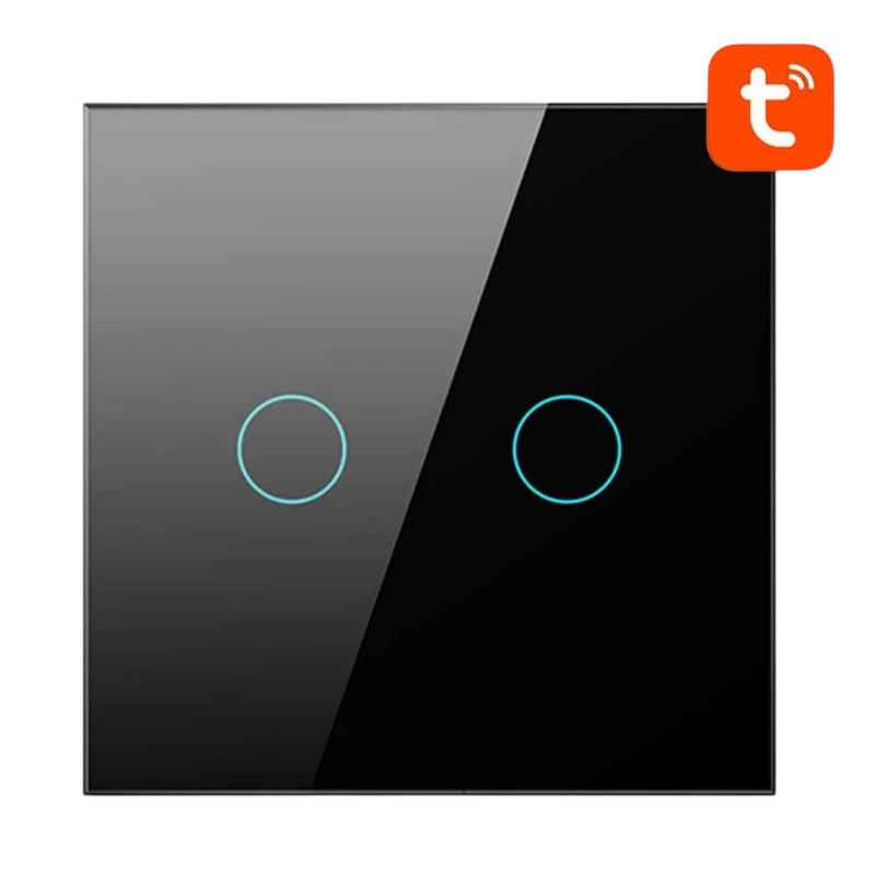 Avatto TS02-EU-B2 2 botones Negro WiFi Interruptor táctil inteligente