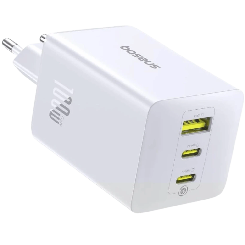 Baseus EnerFill FE11 100W GaN 6 2xUSB-C + USB-A Blanco - Cargador de pared rápido