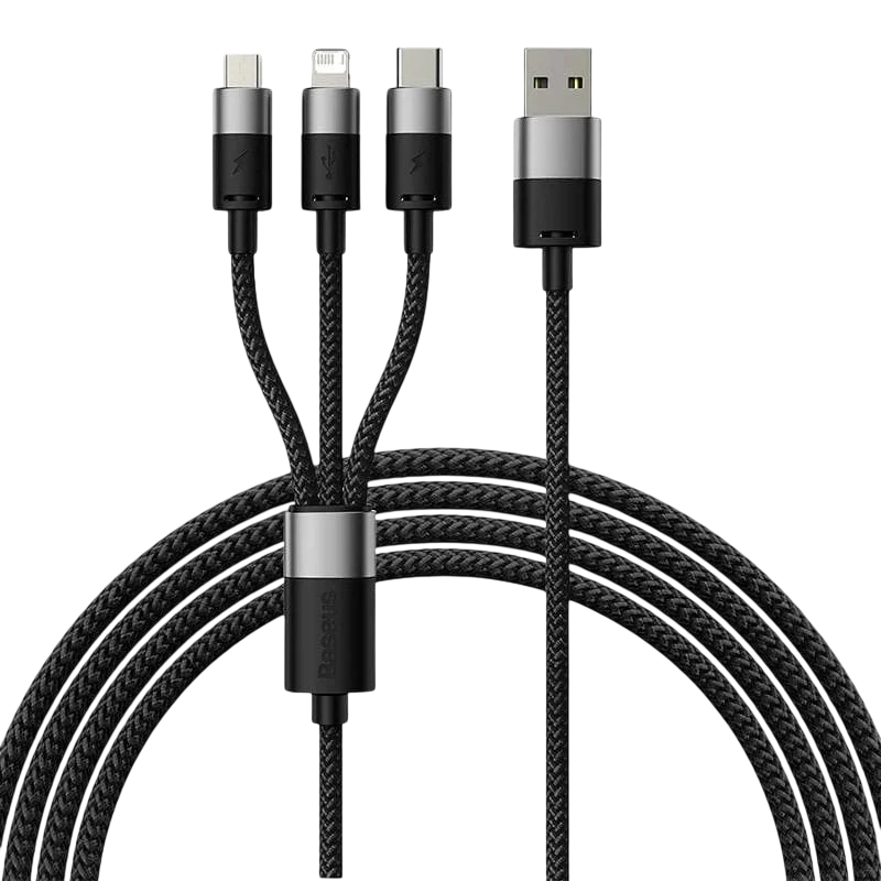 Baseus StarSpeed Series Negro - Cable USB 3 en 1 USB-C/Micro/Lightning