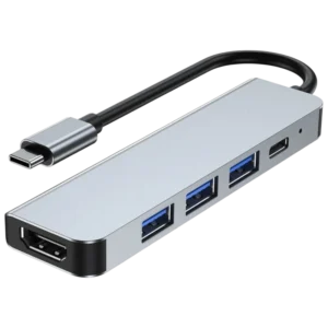 BYL 2008 5 en 1 USB Tipo-C/HDMI+USB 3.0+USB 2.0+USB Tipo C Plata PD 87W Hub USB