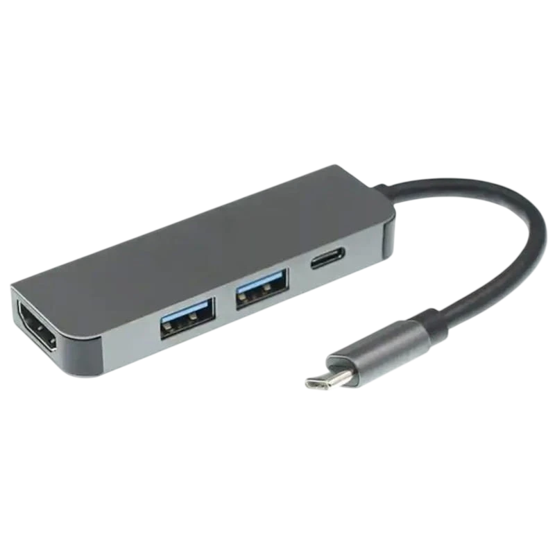 BYL-2011 4 en 1 USB Tipo-C/HDMI+USB 3.0+USB Tipo C Gris Hub USB