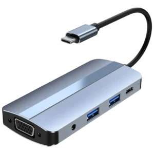 BYL-2105 8 en 1 USB-C USB 3.0+2.0+USB Tipo C+VGA+HDMI+microSD+TF Plata PD 87W Hub USB