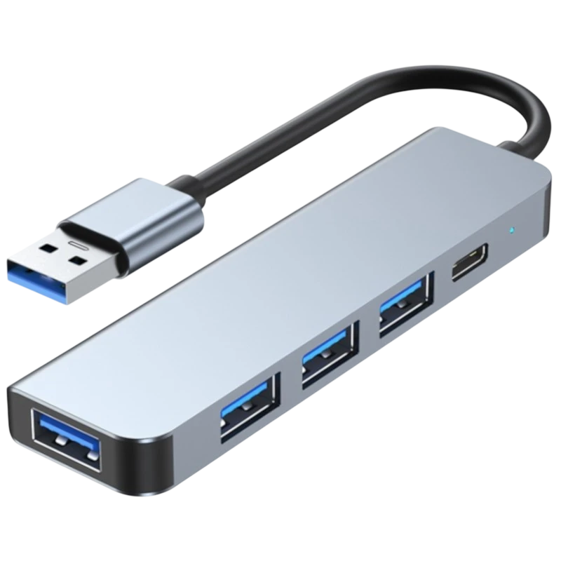 BYL-2301U 5 en 1 USB Tipo C+USB 3.0 Plata Hub USB