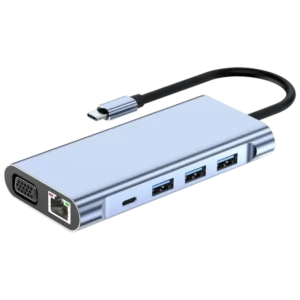 BYL-2310 11-en-1 USB Tipo-C a HDMI/USB 3.0/RJ45/USB Tipo C/PD/3,5mm Negro Hub USB