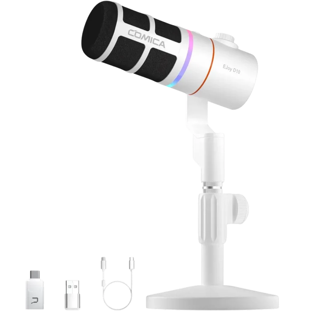 COMICA EJoy D10 Pro (D) Blanco cardioide 40m de alcance 45h 48kHz Micrófono inalámbrico gaming
