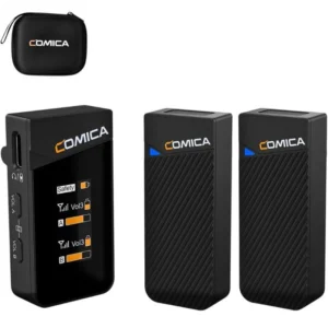 COMICA Vimo C2 Micrófono Lavalier Inalámbrico de 2 Canales con Control y Cancelación de Sonido