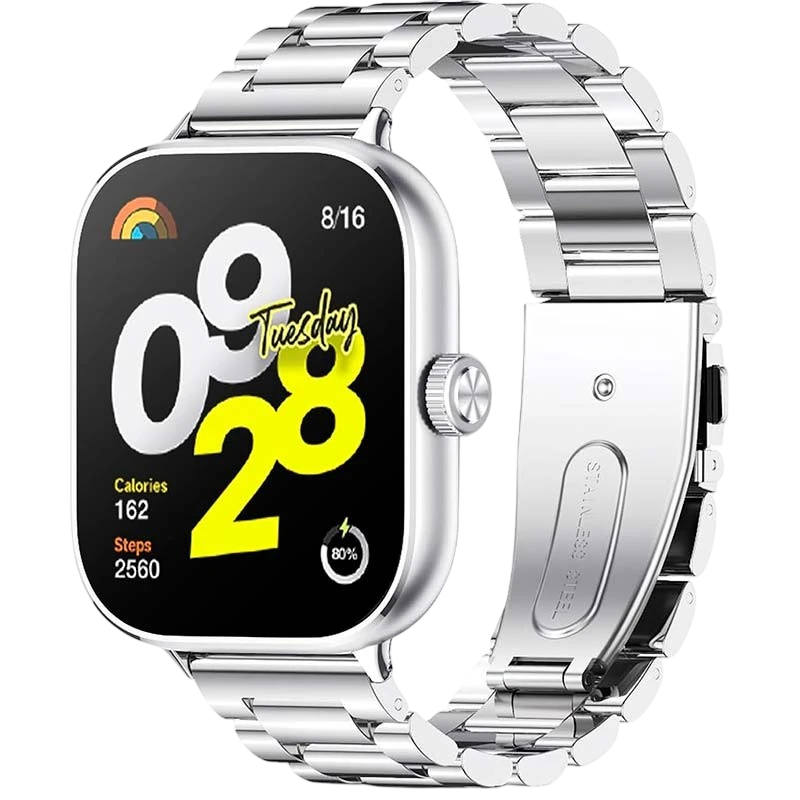 Correa Metal Eslabones Xiaomi Smart Band 10 Pro / 9 Pro / 8 Pro y Redmi Watch 6 / 6 Active / 6 Lite / 5 / 4 Plata