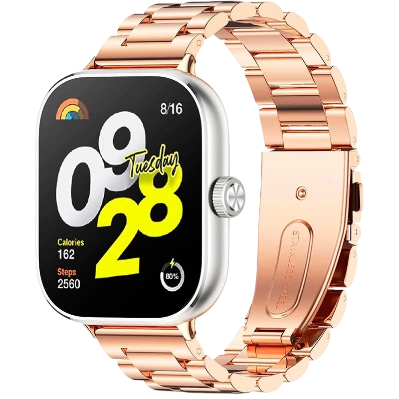 Correa Metal Eslabones Xiaomi Smart Band 10 Pro / 9 Pro / 8 Pro y Redmi Watch 6 / 6 Active / 6 Lite / 5 / 4 Dorado Rosa