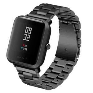 Correa Universal Metal Eslabones 20mm para Smartwatch Xiaomi/Amazfit/Samsung/Huawei/Realme/Ticwatch Negro