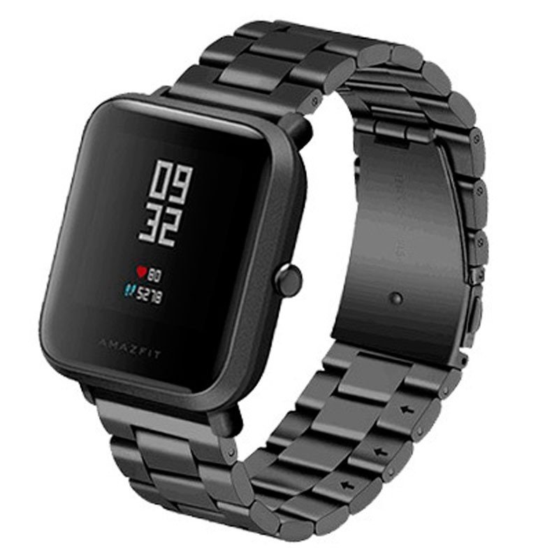 Correa Universal Metal Eslabones 20mm para Smartwatch Xiaomi/Amazfit/Samsung/Huawei/Realme/Ticwatch Negro