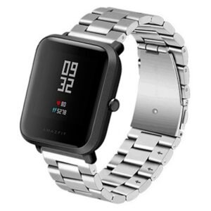 Correa Universal Metal Eslabones 20mm para Smartwatch Xiaomi/Amazfit/Samsung/Huawei/Realme/Ticwatch Plata