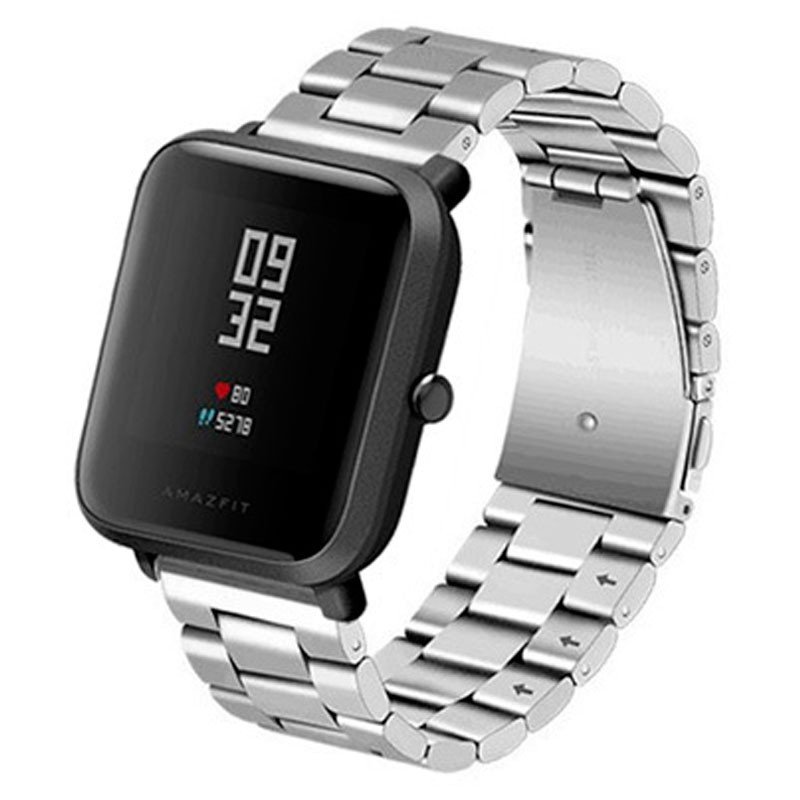 Correa Universal Metal Eslabones 20mm para Smartwatch Xiaomi/Amazfit/Samsung/Huawei/Realme/Ticwatch Plata