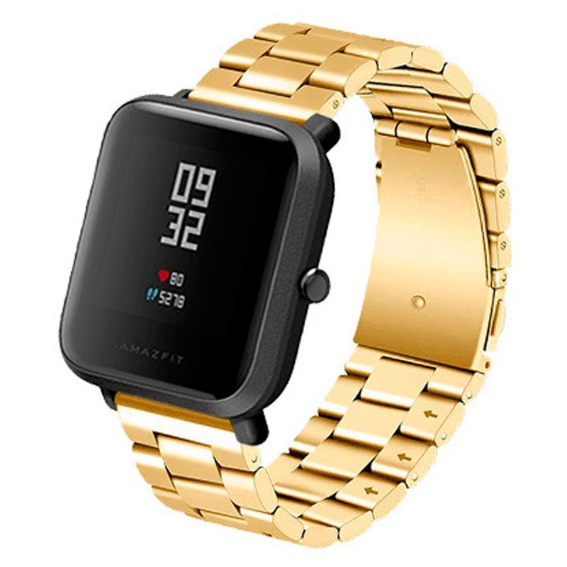 Correa Universal Metal Eslabones 20mm para Smartwatch Xiaomi/Amazfit/Samsung/Huawei/Realme/Ticwatch Dorado