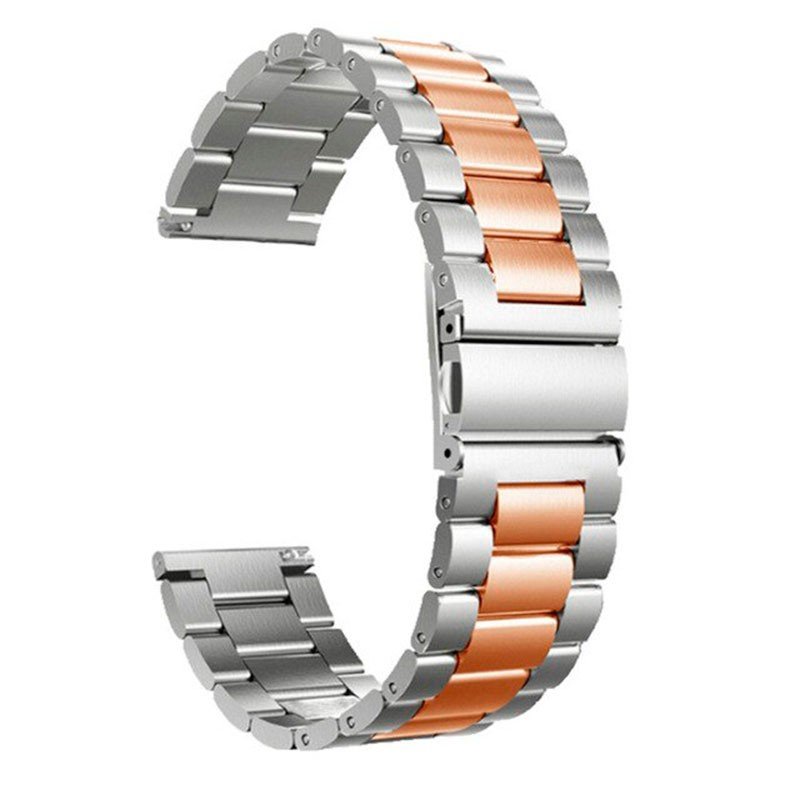 Correa Universal Metal Eslabones Dual 20mm para Smartwatch Xiaomi/Amazfit/Samsung/Huawei/Realme/Ticwatch Rosa