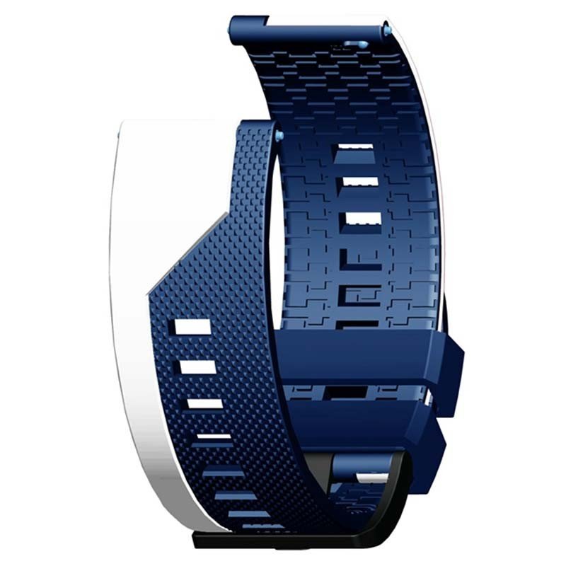 Correa Universal Stripe 22mm para Smartwatch Xiaomi/Amazfit/Samsung/Huawei/Realme/Ticwatch Azul + Blanco (Azul)