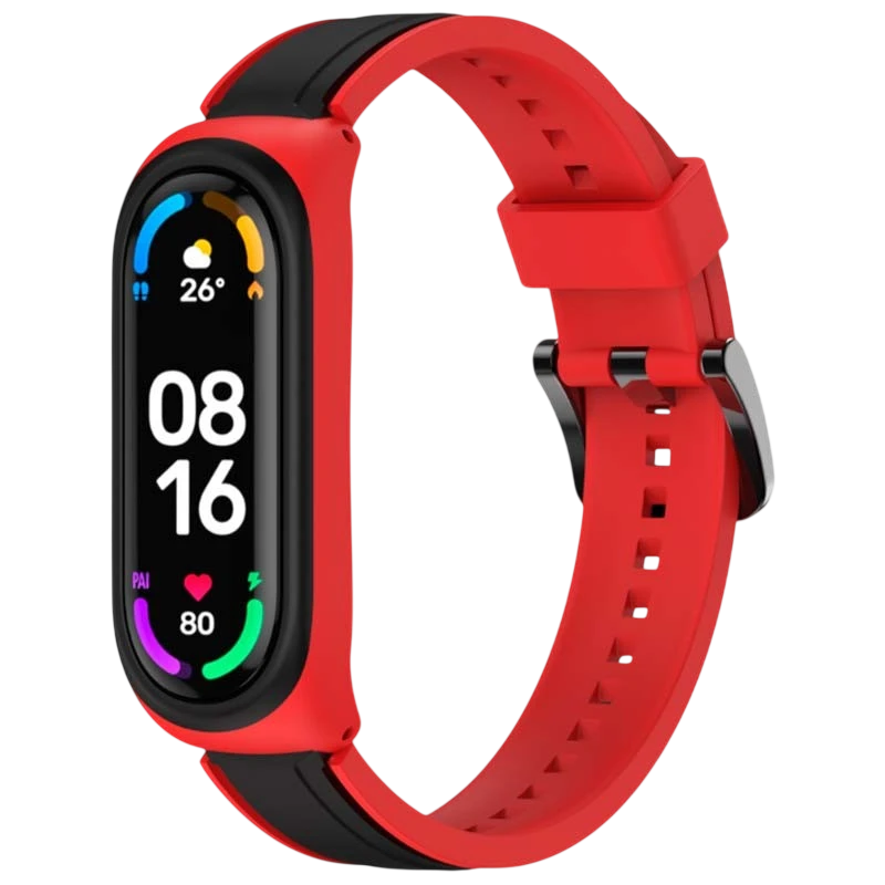 Correa Xiaomi Mi Smart Band 6 / Mi Band 5 / Amazfit Band 5 Dual Color Negro+Rojo