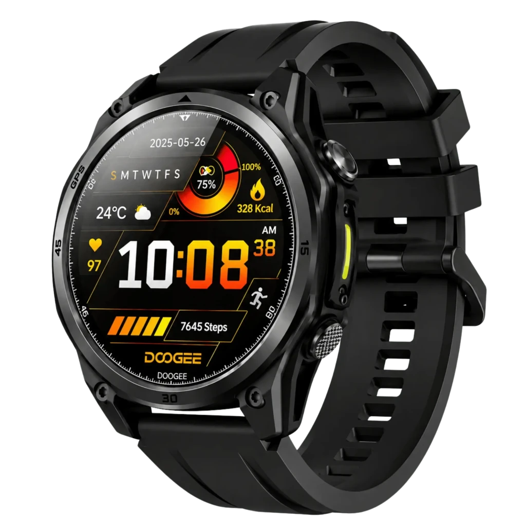 Doogee Anywise W1 Negro 1,43 pulgadas AMOLED GPS doble banda Llamadas Bluetooth 18 días +178 deportes 5ATM Smartwatch