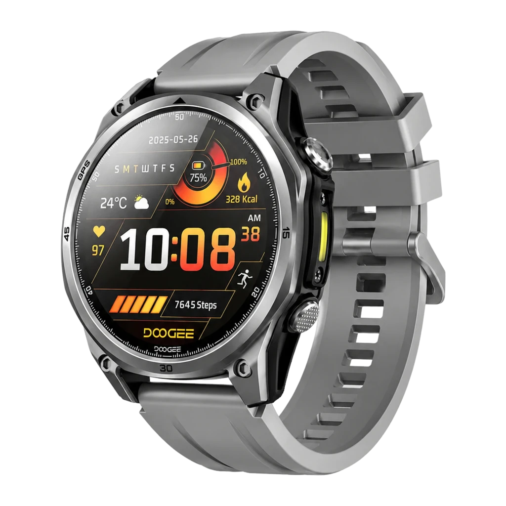Doogee Anywise W1 Plata 1,43 pulgadas AMOLED GPS doble banda Llamadas Bluetooth 18 días +178 deportes 5ATM Smartwatch