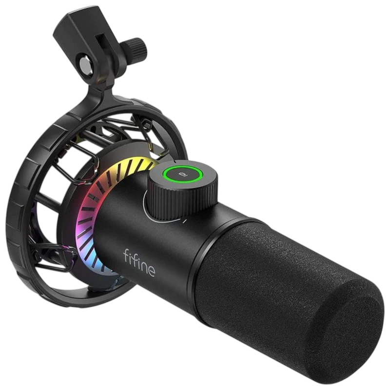 Fifine K658 RGB USB para Grabación y Transmisión en PC cardioide dinámico Micrófono