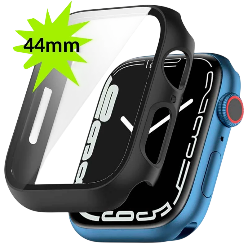 Funda PC + Cristal Templado Apple Watch 44mm - Compatible con Apple Watch 4/5/6/SE Negro