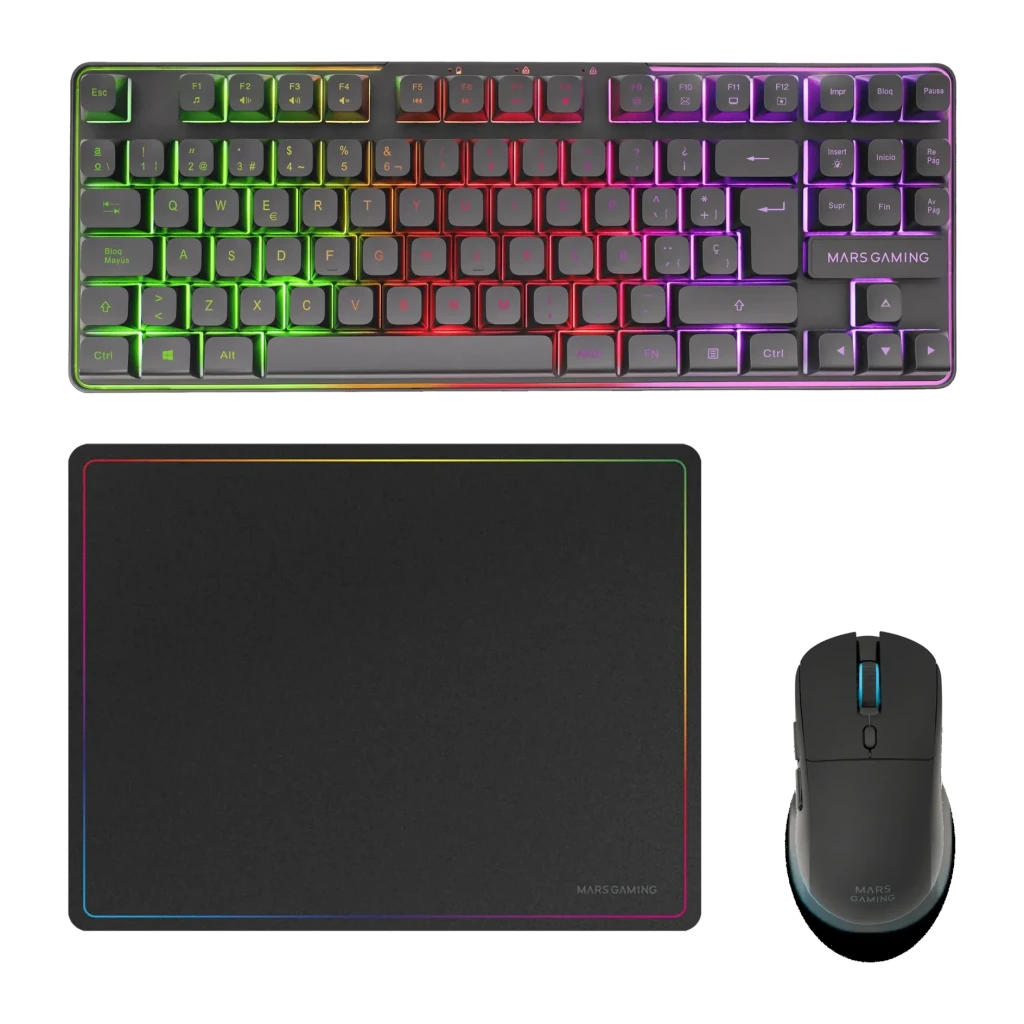 Gaming Mars Gaming RGB 360x260mm Negro MCPWTKLES de membrana Teclado y ratón inalámbrico