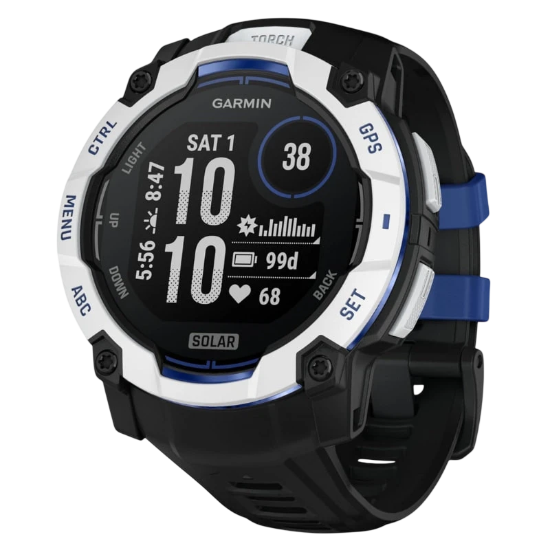 Garmin Instinct 3 50 mm Solar Blanco Correa Silicona Negra MIP 40 días 10ATM Smartwatch