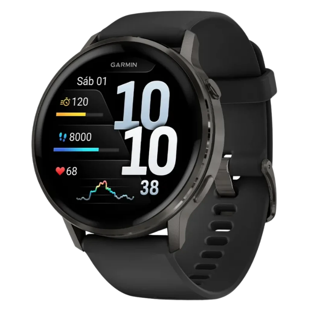 Garmin Venu 4 45 mm Negro Correa Silicona 1,4 pulgadas AMOLED GPS NFC 12 días 5ATM Smartwatch