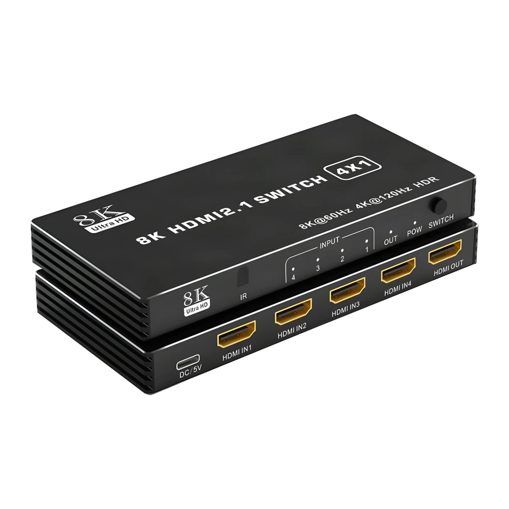 HDMI 2.1 4 Puertos 4x1 Negro Conmutador Switch