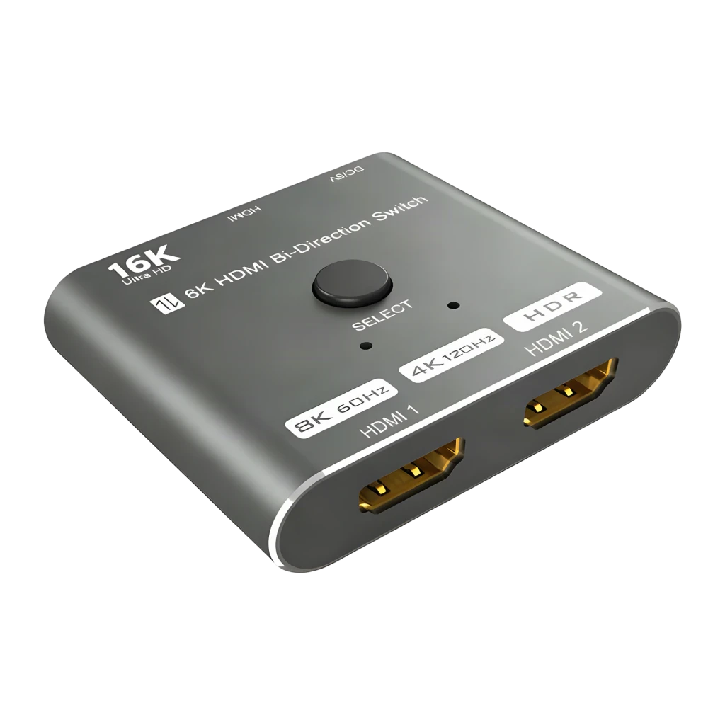 HDMI 2.1 Bidireccional 2 Puertos Gris 48Gbps Switch