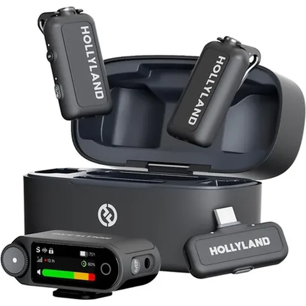 Hollyland Lark Max 2 Duo Combo Solapa omnidireccional 340m de alcance 11h cancelación de ruido Micrófono inalámbrico