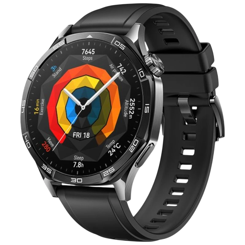 Huawei Watch GT5 46 mm Correa Fluoroelastómero Negro 1,43 pulgadas AMOLED GPS 14 días +100 deportes 5ATM IP69K