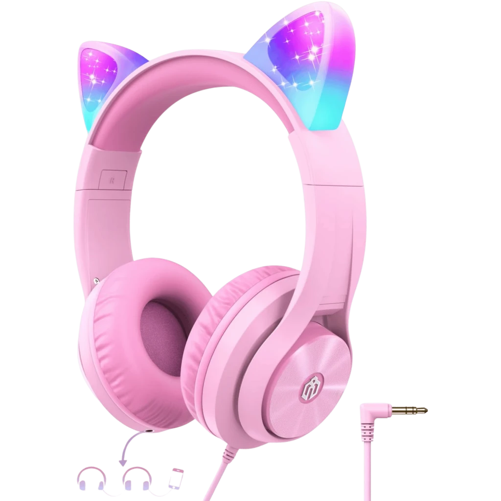 iClever HS20 Cat Ear Jack 3,5 mm Rosa Diadema con micrófono Auriculares