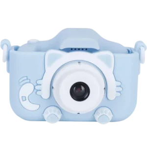 K1C Versión Mejorada 600mAh Funda Gato Azul 2 pulgadas tarjeta 32GB Cámara digital para niños