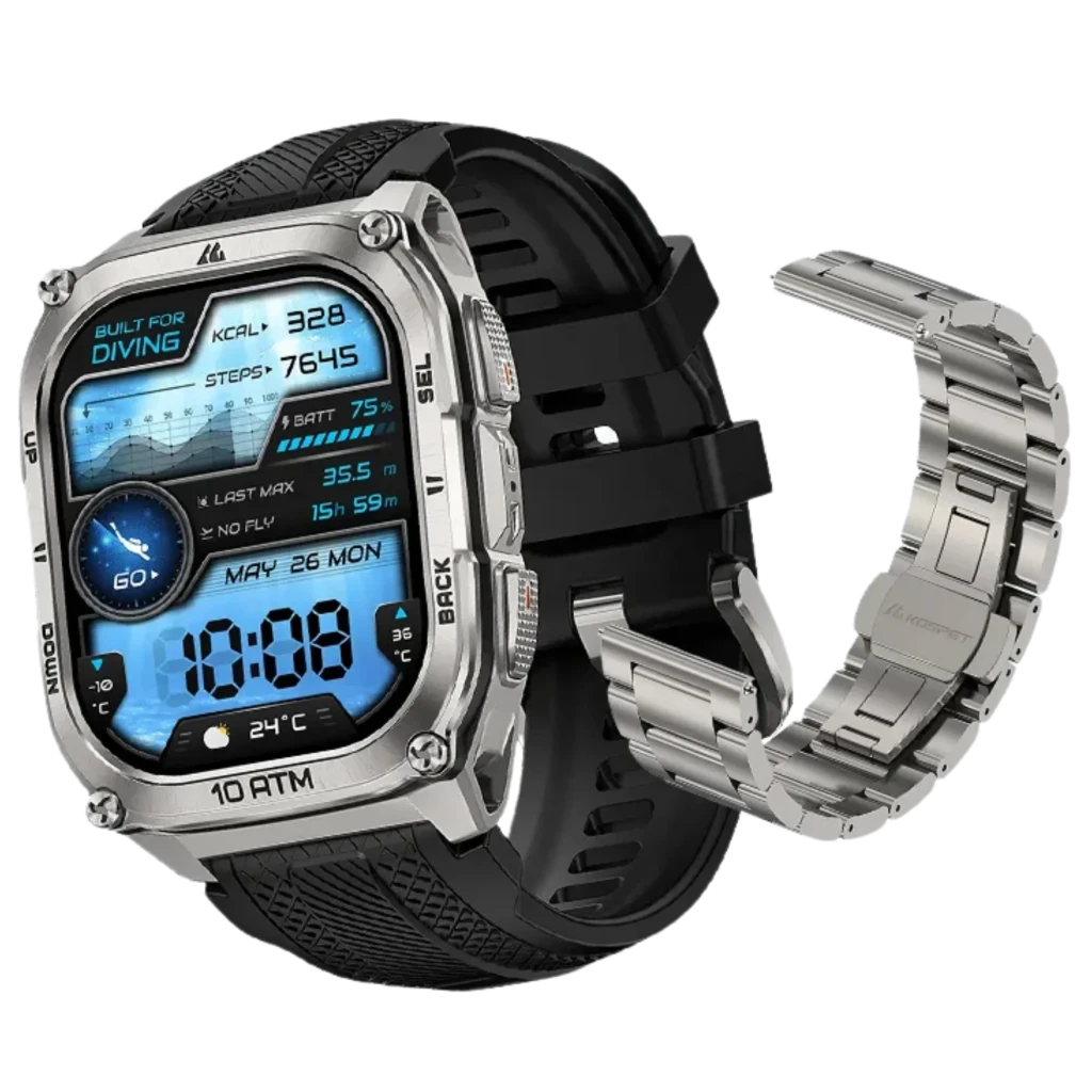 KOSPET Tank M4 Special Edition Plata 1,96 pulgadas AMOLED GPS 15 días 10ATM IP69K Smartwatch
