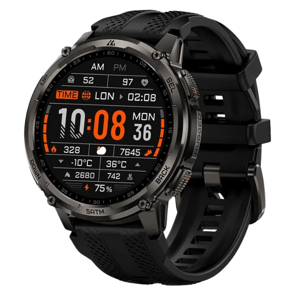 KOSPET Tank T4C Negro 1,5 pulgadas AMOLED GPS 15 días +170 deportes 5ATM IP69K Smartwatch