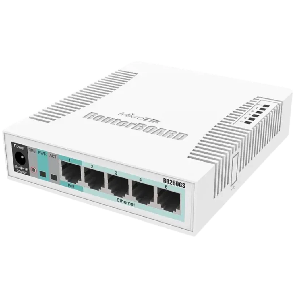 Mikrotik RB260GS 5 puertos Gigabit Ethernet y 1 bahía SFP 1 Gbps PoE Switch gestionable compacto
