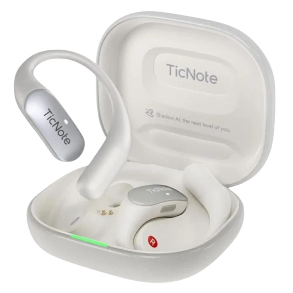 Mobvoi TicNote Pods 4G Open-Ear Blanco con transcripción IA Bluetooth 5.3 25h IPX4 Multipunto Auriculares inalámbricos