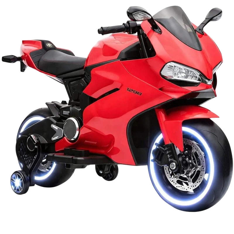 Motorbike 12V Roja Moto eléctrica para niños 2 motores 6km/h 30kg 3-7 años