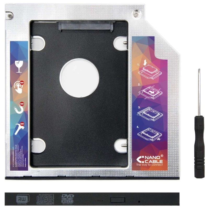 Nanocable Lector DVD a HDD/SSD STA 2,5 9,5mm Adaptador
