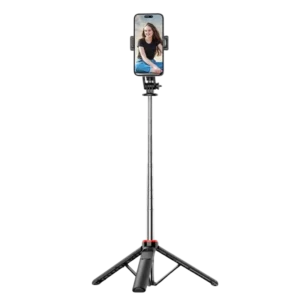 Palo Selfie C13D con Led, Trípode extensible 1.35m para Móviles y cámaras - con mando inalámbrico Negro