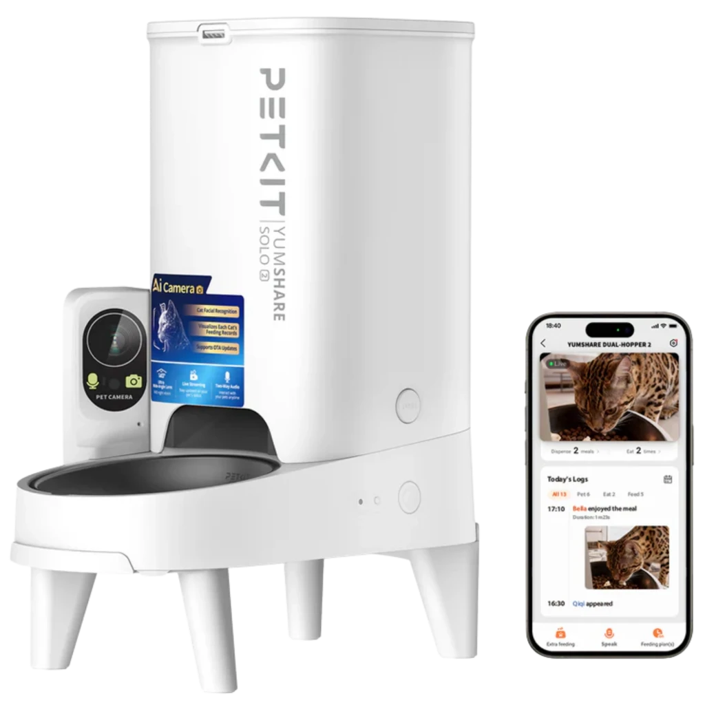 Petkit Yumshare Solo 2 con Cámara 3 L WiFi 10 comidas/día Blanco app acero inoxidable Comedero automático