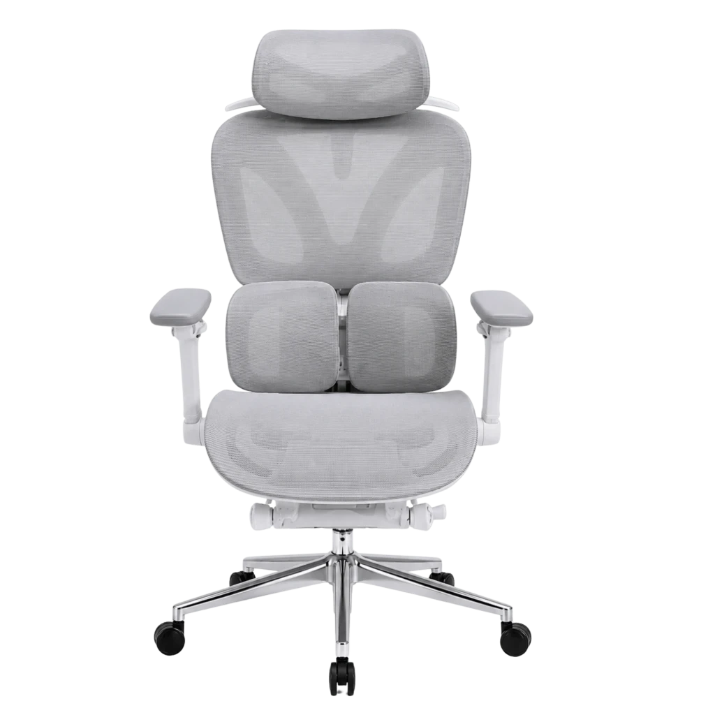 Powerbasic Beja Gris 120kg reposacabezas cojín lumbar malla Silla de oficina ergonómica