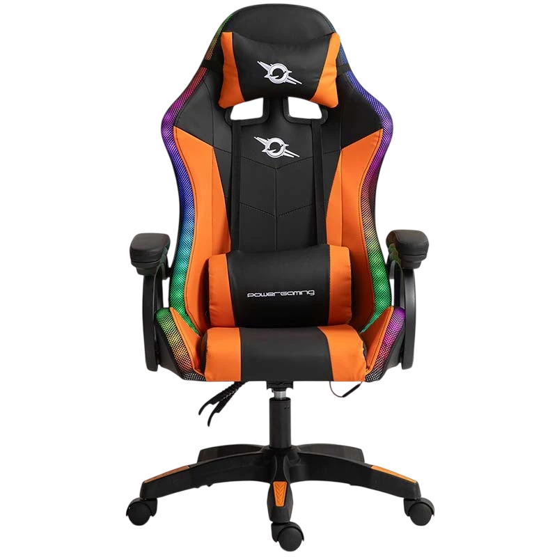 PowerGaming LED RGB Negro+Naranja 120kg reposacabezas Silla
