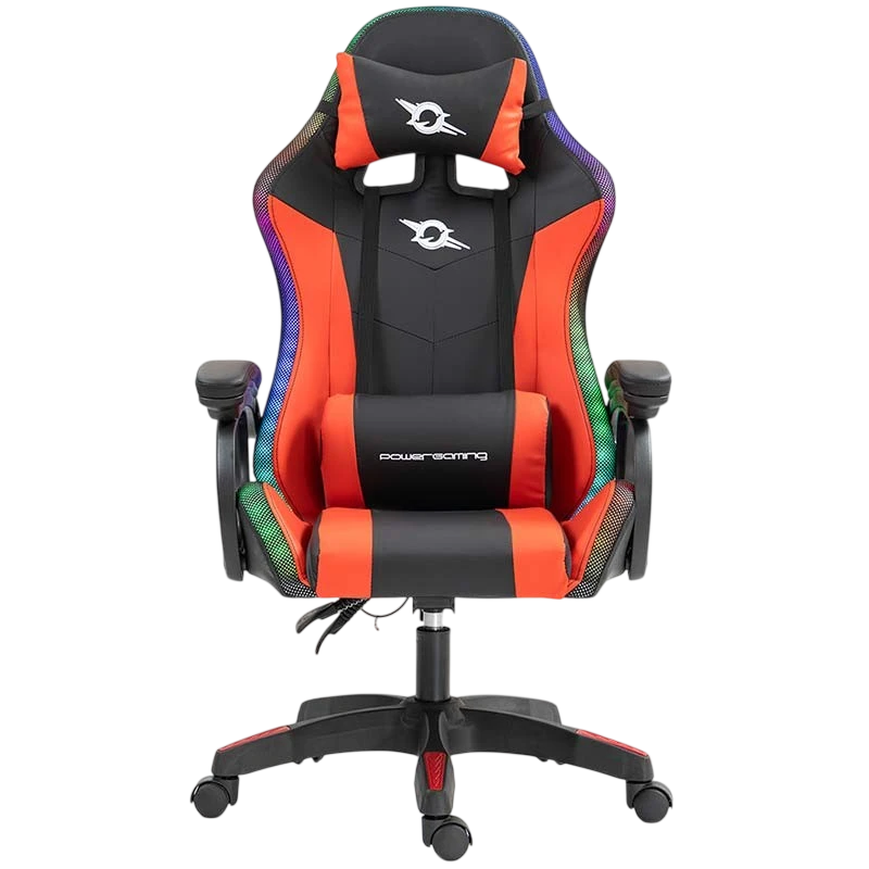 PowerGaming LED RGB Negro+Rojo 120kg reposacabezas Silla