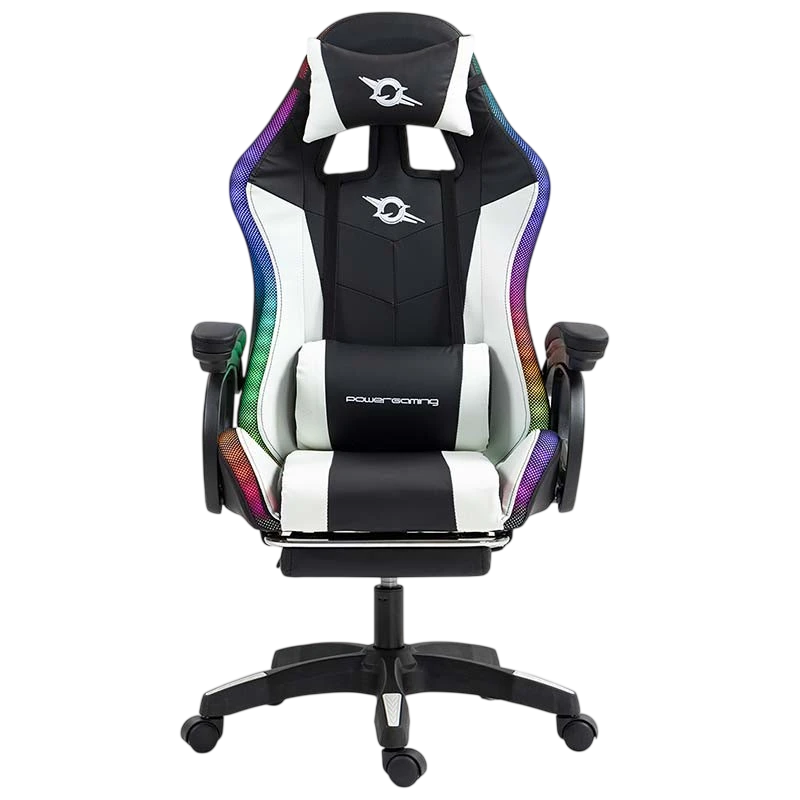 PowerGaming LED RGB Reposapiés Negro+Blanco 120kg Silla